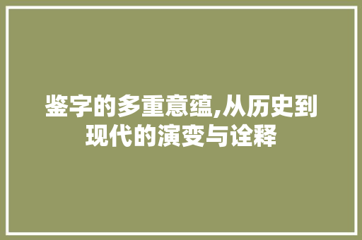 鉴字的多重意蕴,从历史到现代的演变与诠释
