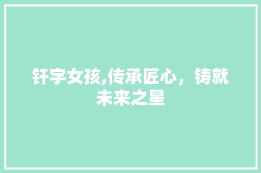 钎字女孩,传承匠心，铸就未来之星