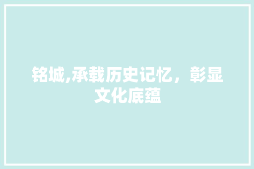 铭城,承载历史记忆，彰显文化底蕴