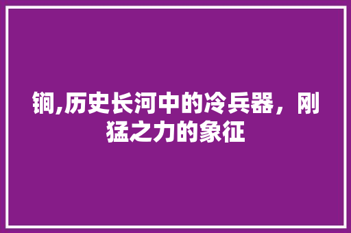 锏,历史长河中的冷兵器，刚猛之力的象征