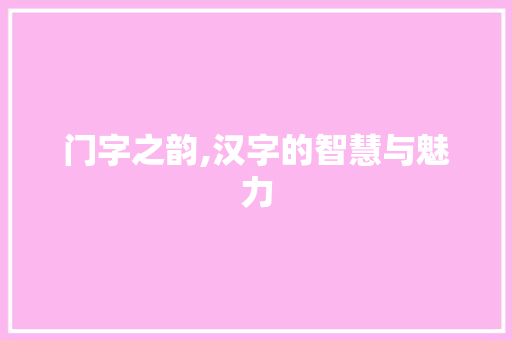 门字之韵,汉字的智慧与魅力
