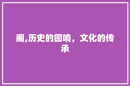 阁,历史的回响，文化的传承