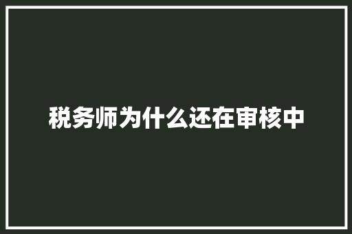 税务师为什么还在审核中