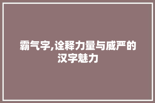 霸气字,诠释力量与威严的汉字魅力