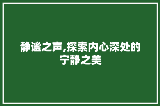 静谧之声,探索内心深处的宁静之美