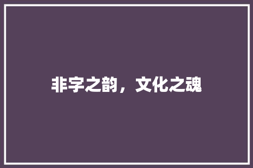 非字之韵，文化之魂