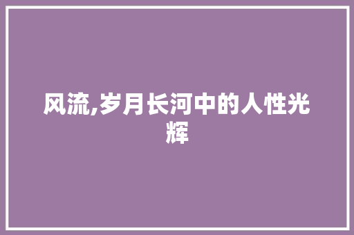 风流,岁月长河中的人性光辉