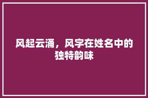 风起云涌，风字在姓名中的独特韵味