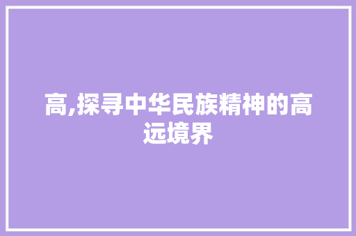 高,探寻中华民族精神的高远境界
