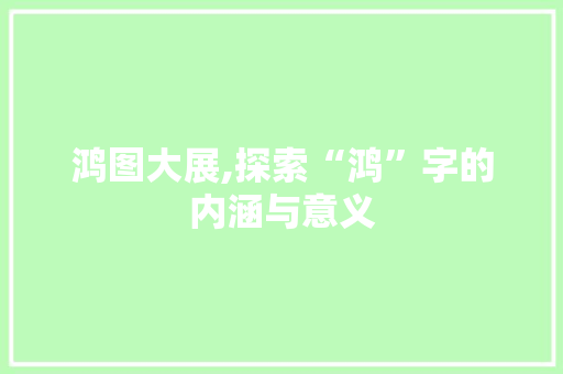 鸿图大展,探索“鸿”字的内涵与意义