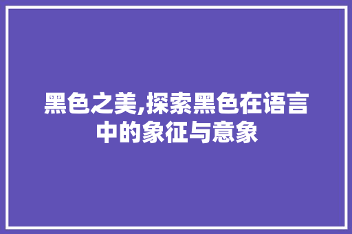 黑色之美,探索黑色在语言中的象征与意象
