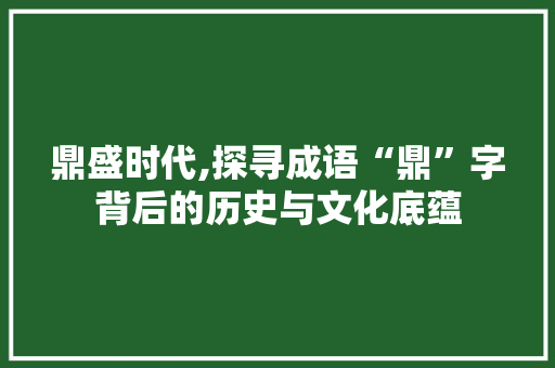 鼎盛时代,探寻成语“鼎”字背后的历史与文化底蕴 科技报告范文
