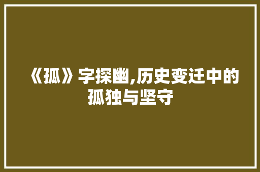 《孤》字探幽,历史变迁中的孤独与坚守