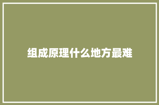 组成原理什么地方最难