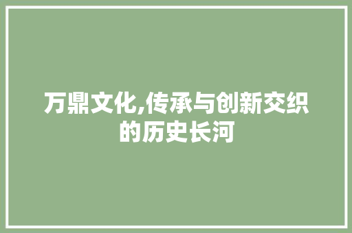万鼎文化,传承与创新交织的历史长河