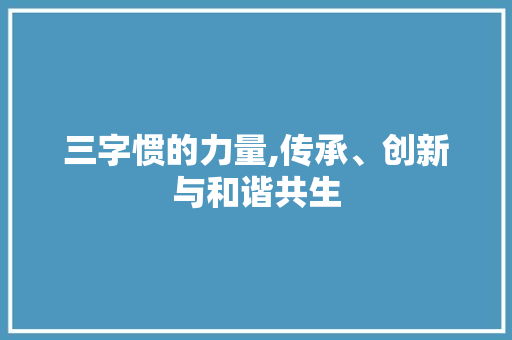 三字惯的力量,传承、创新与和谐共生