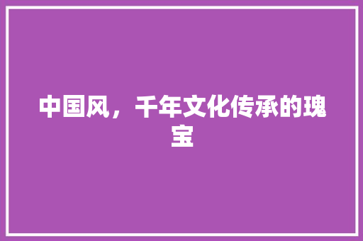 中国风，千年文化传承的瑰宝