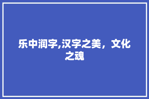 乐中润字,汉字之美，文化之魂