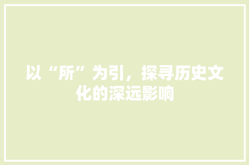 以“所”为引，探寻历史文化的深远影响 词句相关