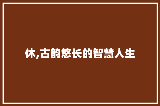 休,古韵悠长的智慧人生