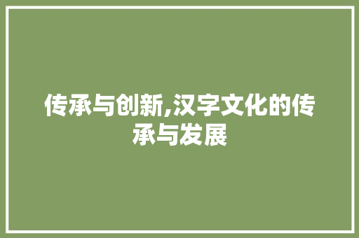 传承与创新,汉字文化的传承与发展