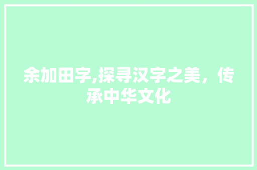 余加田字,探寻汉字之美，传承中华文化
