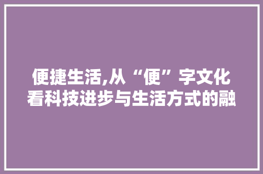 便捷生活,从“便”字文化看科技进步与生活方式的融合