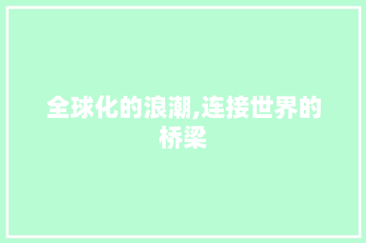 全球化的浪潮,连接世界的桥梁