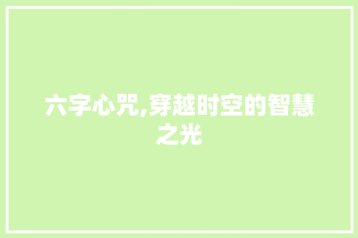 六字心咒,穿越时空的智慧之光