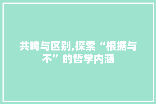 共鸣与区别,探索“根据与不”的哲学内涵