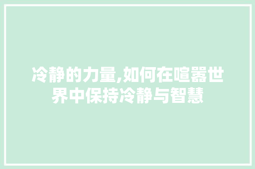 冷静的力量,如何在喧嚣世界中保持冷静与智慧