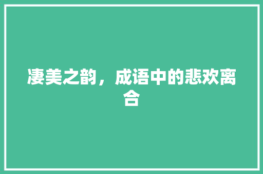 凄美之韵，成语中的悲欢离合