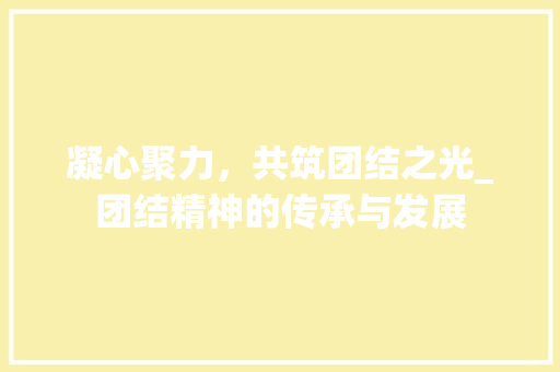 凝心聚力，共筑团结之光_团结精神的传承与发展