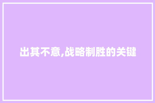出其不意,战略制胜的关键