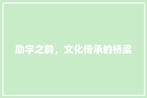 助字之韵，文化传承的桥梁