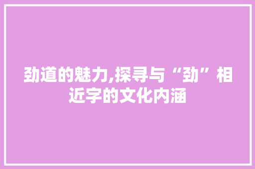 劲道的魅力,探寻与“劲”相近字的文化内涵