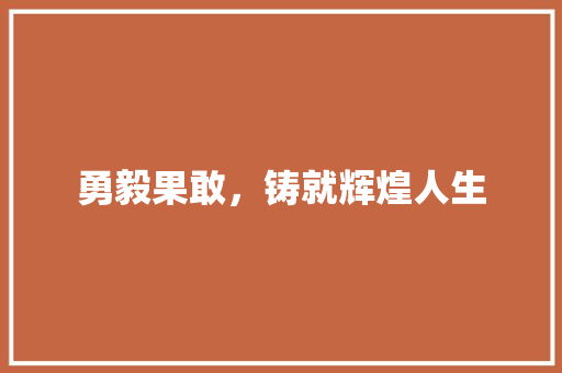 勇毅果敢，铸就辉煌人生