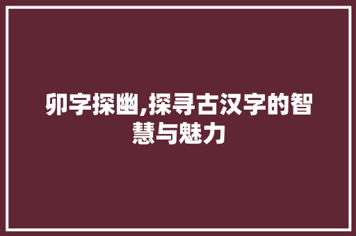 卯字探幽,探寻古汉字的智慧与魅力