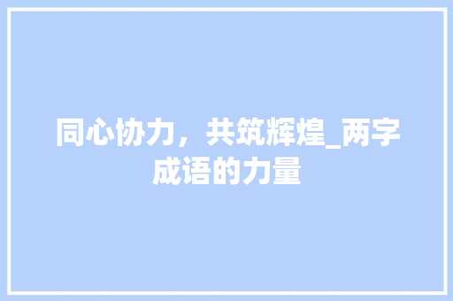同心协力，共筑辉煌_两字成语的力量