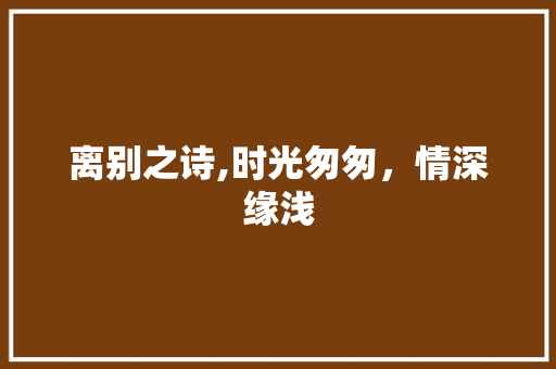 离别之诗,时光匆匆，情深缘浅