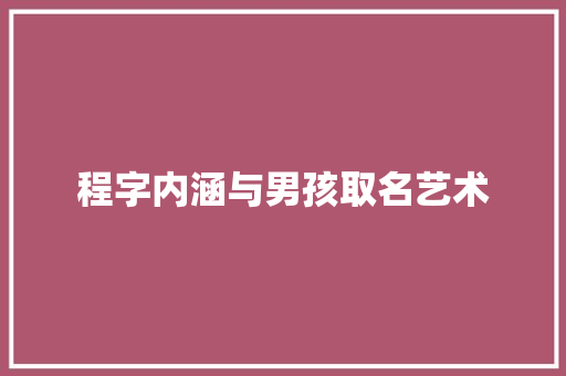 程字内涵与男孩取名艺术