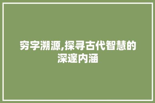 穷字溯源,探寻古代智慧的深邃内涵