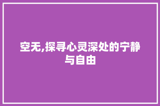 空无,探寻心灵深处的宁静与自由