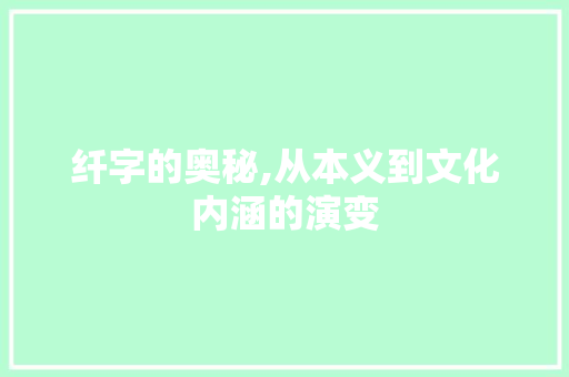 纤字的奥秘,从本义到文化内涵的演变