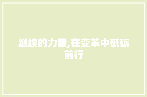 继续的力量,在变革中砥砺前行