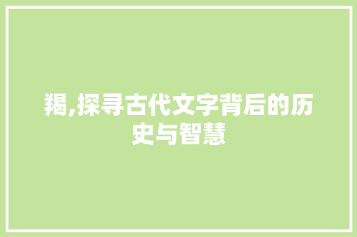 羯,探寻古代文字背后的历史与智慧