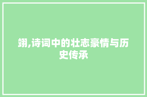 翊,诗词中的壮志豪情与历史传承