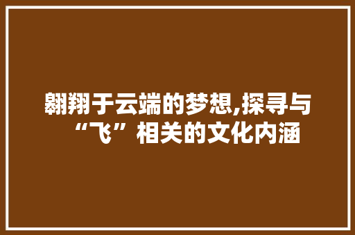翱翔于云端的梦想,探寻与“飞”相关的文化内涵