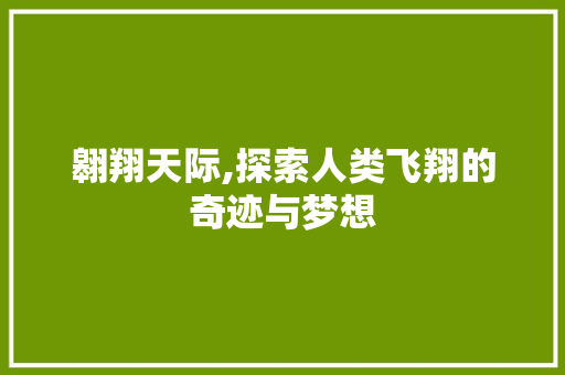 翱翔天际,探索人类飞翔的奇迹与梦想