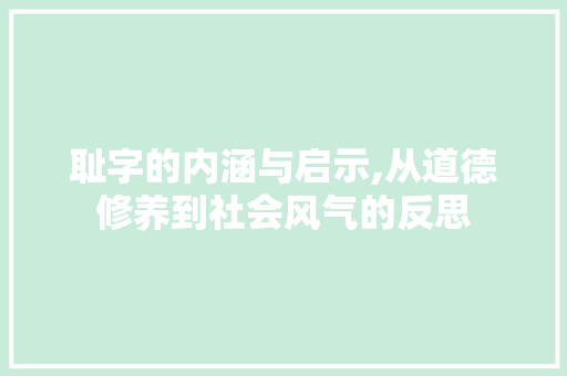 耻字的内涵与启示,从道德修养到社会风气的反思